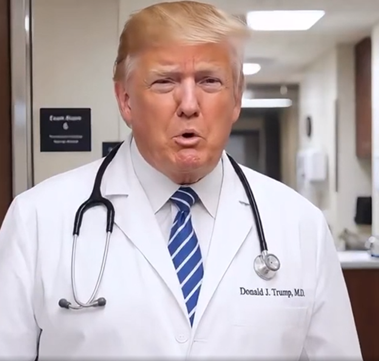 Трамп објави видео во кое е доктор и ги лекува неговите критичари