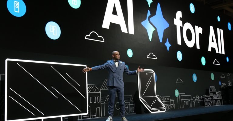 BERLIN, GERMANY - SEPTEMBER 04: <> speaks about XXXXXX at Samsung's IFA 2024 presentation, where the company unveils its latest innovations and celebrates the possibilities AI can create for everyone, at CityCube on September 04, 2024 in Berlin, Germany.  (Photo by Adam Berry/Getty Images for Samsung)